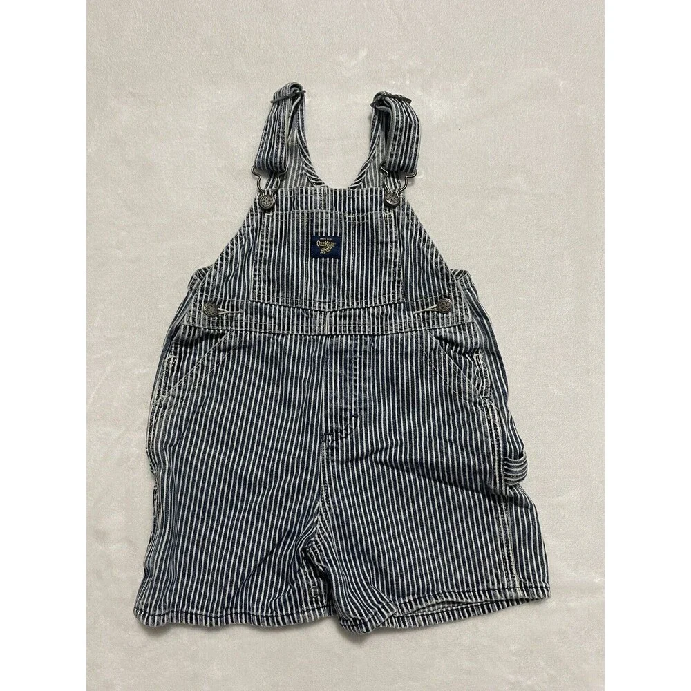 Oshkosh B'Gosh Shorts Overalls Size 18 months Vestbak Railroad Striped Shortalls